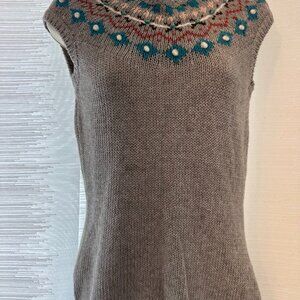 American Rag Beaded Fair Isle Sweater Vest – Size L – Gray w/ Turquoise Accents